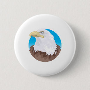 bald eagle circle design 6 cm round badge
