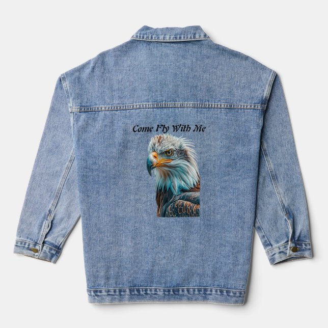 Bald Eagle Coloured Come Fly With Me  Denim Jacket (Back)