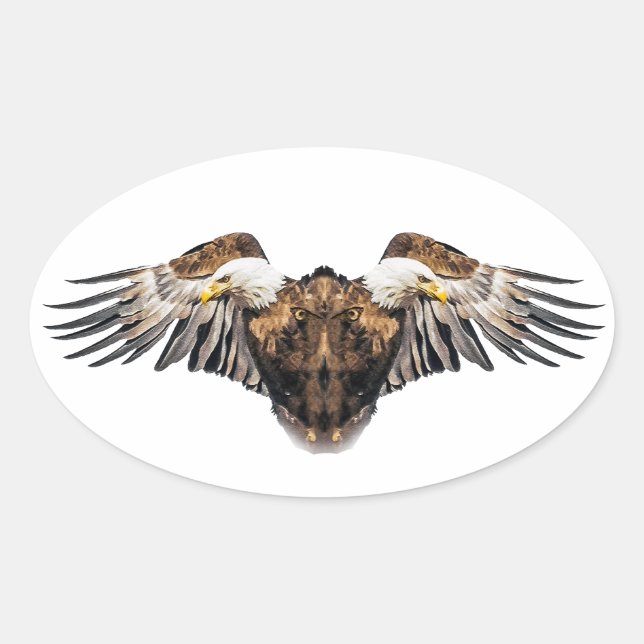 Bald Eagle Creature Oval Sticker (Front)