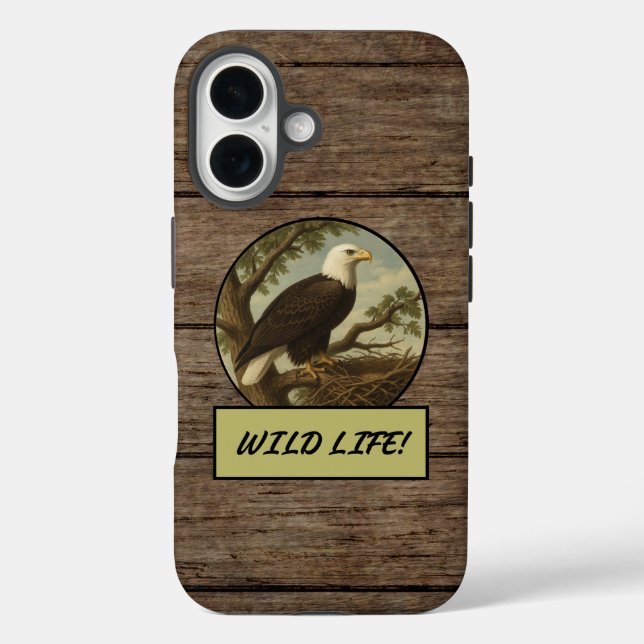 Bald Eagle Dark Wood Grain Case-Mate iPhone Case (Back)