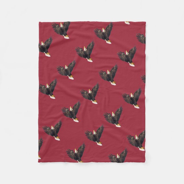 Bald Eagle Dive Fleece Blanket (Front)
