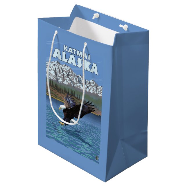 Bald Eagle Diving - Katmai, Alaska Medium Gift Bag (Front Angled)