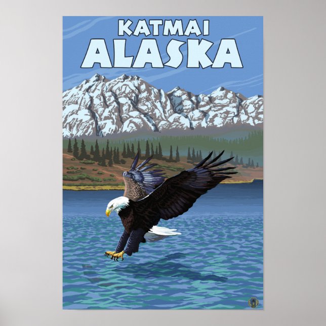 Bald Eagle Diving - Katmai, Alaska Poster (Front)
