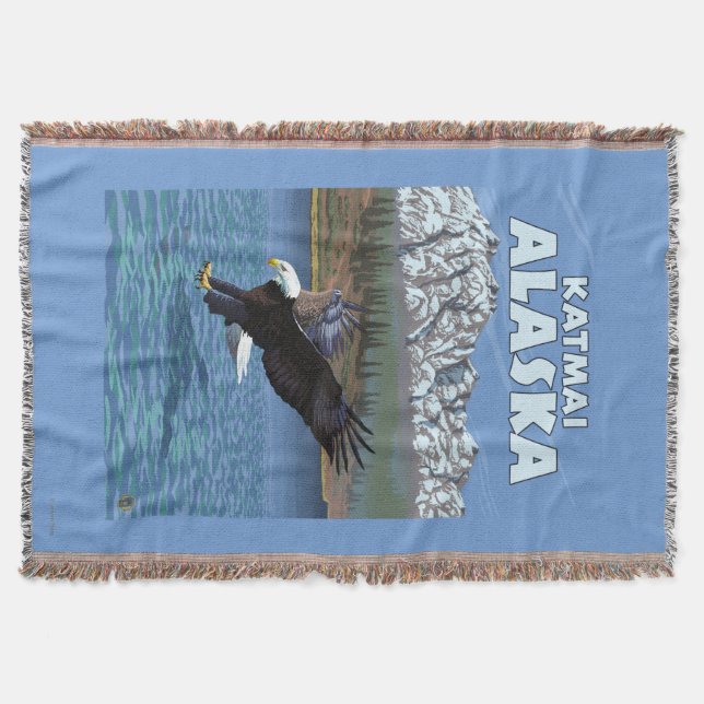 Bald Eagle Diving - Katmai, Alaska Throw Blanket (Front)