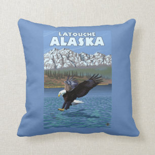 Bald Eagle Diving - Latouche, Alaska Cushion