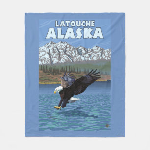 Bald Eagle Diving - Latouche, Alaska Fleece Blanket