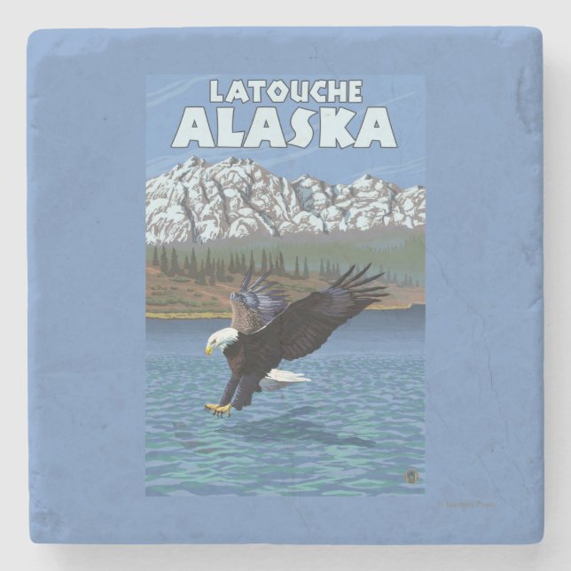 Bald Eagle Diving - Latouche, Alaska Stone Coaster (Front)
