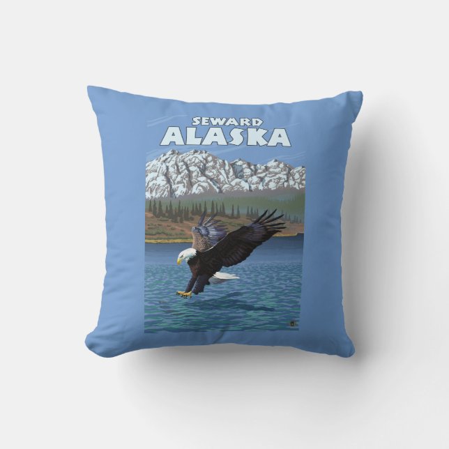 Bald Eagle Diving - Seward, Alaska Cushion (Front)