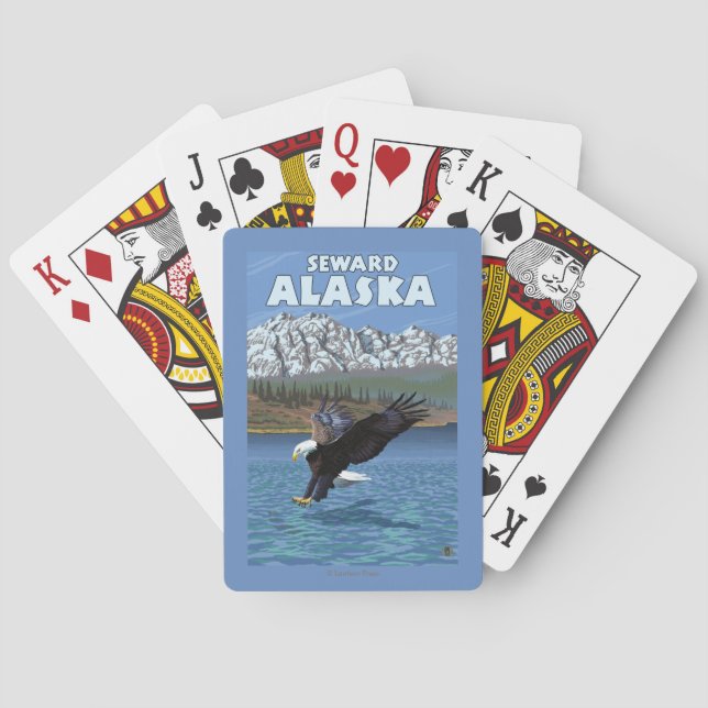 Bald Eagle Diving - Seward, Alaska Playing Cards (Back)