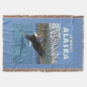Bald Eagle Diving - Seward, Alaska Throw Blanket