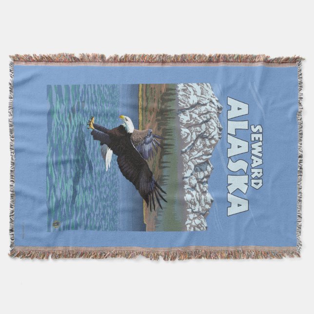 Bald Eagle Diving - Seward, Alaska Throw Blanket (Front)