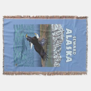 Bald Eagle Diving - Seward, Alaska Throw Blanket