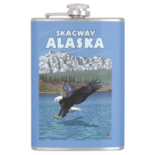 Bald Eagle Diving - Skagway, Alaska Hip Flask