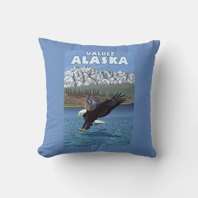 Bald Eagle Diving - Valdez, Alaska Cushion (Front)
