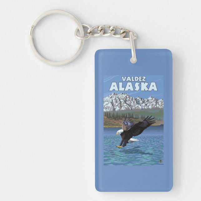 Bald Eagle Diving - Valdez, Alaska Key Ring (Front)