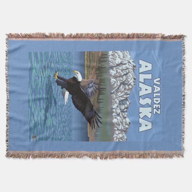 Bald Eagle Diving - Valdez, Alaska Throw Blanket (Front)