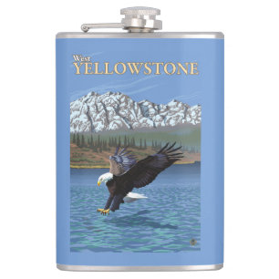 Bald Eagle Diving - West Yellowstone, MT Hip Flask