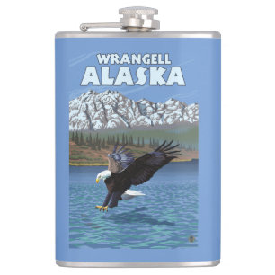 Bald Eagle Diving - Wrangell, Alaska Hip Flask