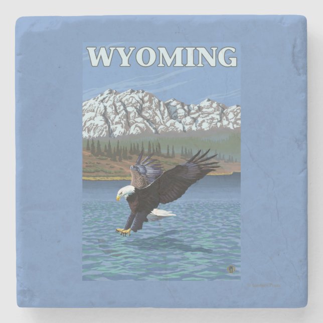 Bald Eagle Diving - Wyoming Stone Coaster (Front)