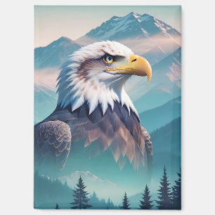 Bald Eagle Double Exposure Animal Nature Wildernes Magnet