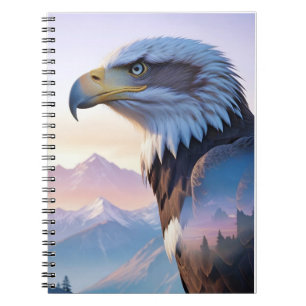 Bald Eagle Double Exposure Animal Nature Wildernes Notebook