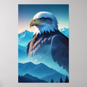 Bald Eagle Double Exposure Animal Nature Wildernes Poster