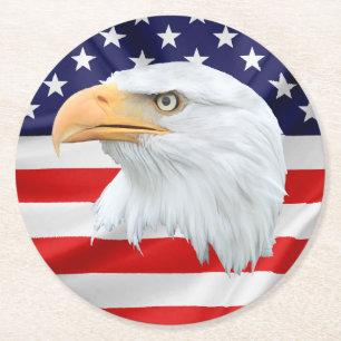 Bald Eagle elegant patriotic Round Paper Coaster