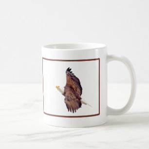 Bald Eagle Eyes To the Sky Brown Border Coffee Mug