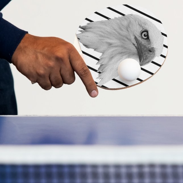 Bald Eagle Face Oil Paint, Ping Pong Paddle (Insitu)