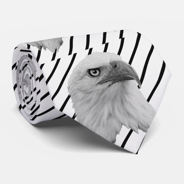 Bald Eagle Face Oil Paint, Tie (Rolled)
