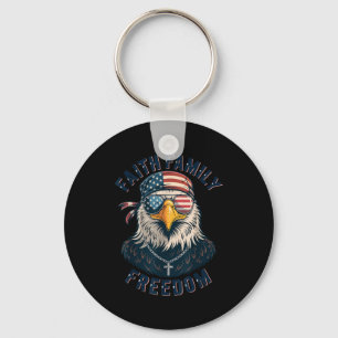 Bald Eagle Faith Family Freedom Patriotic Christia Key Ring