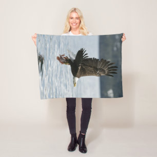 Bald Eagle Fish Retrieval Fleece Blanket