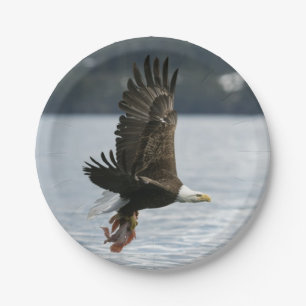 Bald Eagle Fish Retrieval Paper Plate