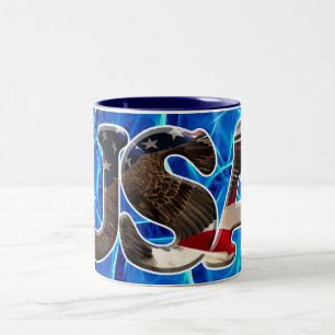 Bald Eagle & Flag Patriotic Fractal Travel Mug