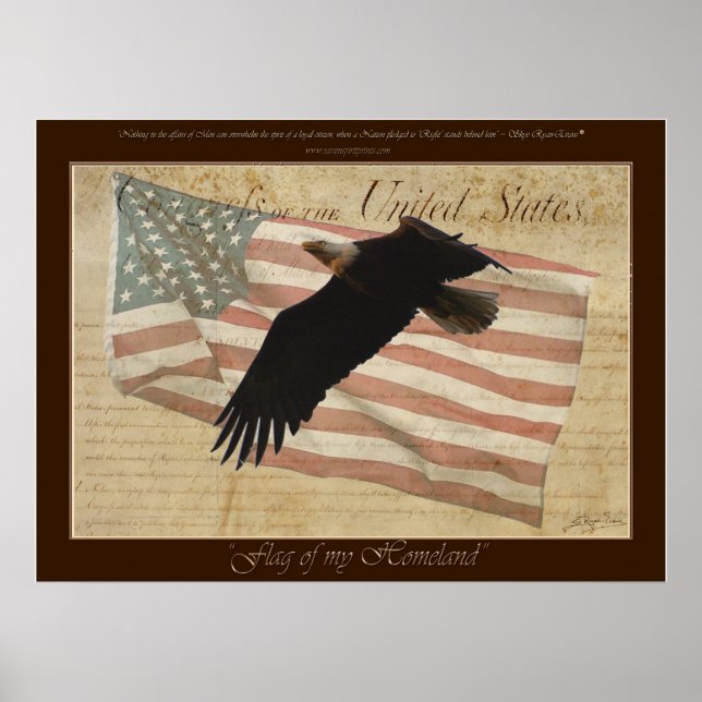 BALD EAGLE & FLAG Patriotic Poster with Quote (Front)
