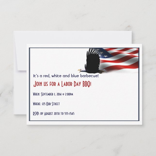 Bald Eagle Flies the Flag Labour Day Invitation (Front)