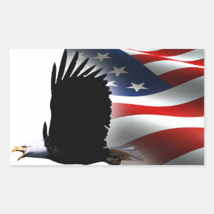 Bald Eagle Flies the Flag Memorial Day Rectangular Sticker