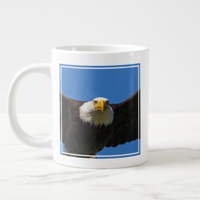 Bald Eagle Flyby Up Close Large Coffee Mug (Left)
