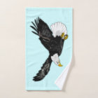 Bald Eagle Flying Blue Bath Towels - Custom Colour