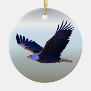 Bald Eagle Flying Ceramic Ornament
