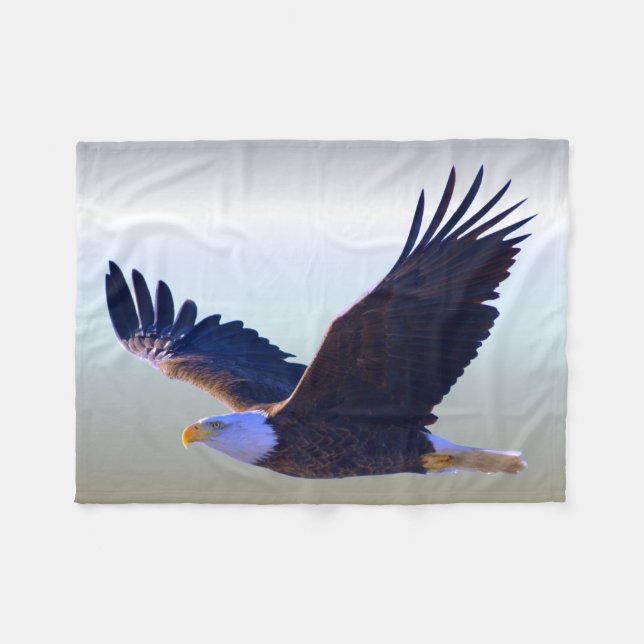 Bald Eagle Flying Fleece Blanket (Front (Horizontal))