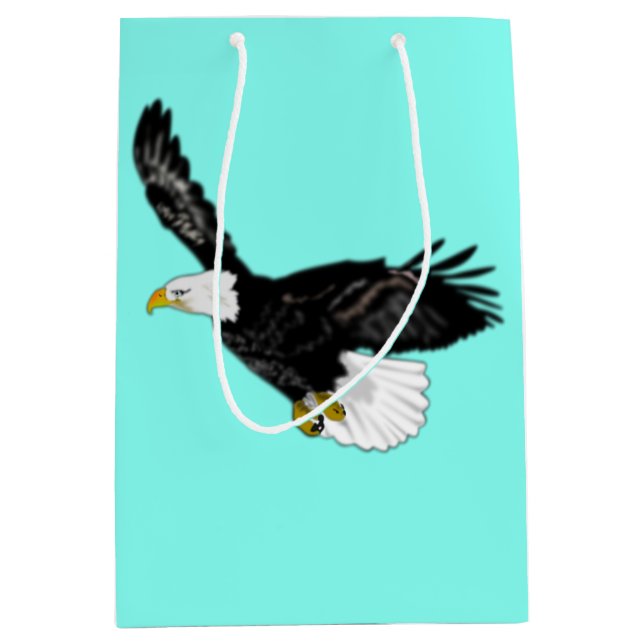 Bald Eagle Flying Gift Bag - Your Colors - Text (Front)
