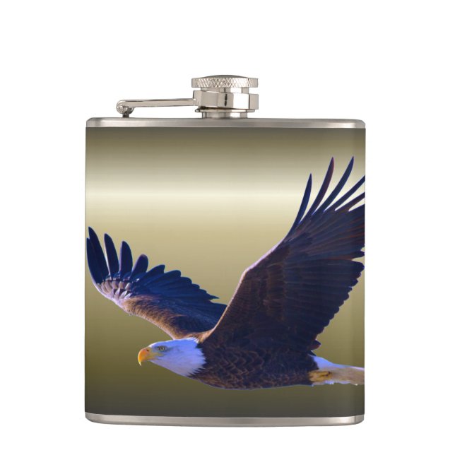 Bald Eagle Flying Hip Flask (Front)