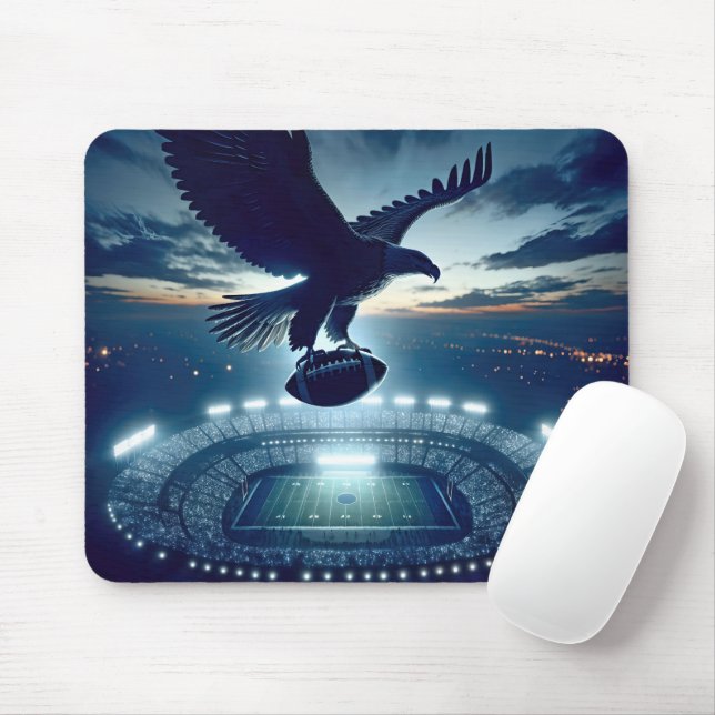 Bald Eagle Flying Over a Football Stadium Mouse Pad (With Mouse)
