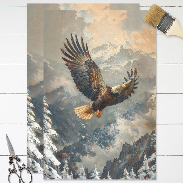 Bald Eagle Flying Over Mountains Decoupage Tissue Paper (Creator Uploaded)