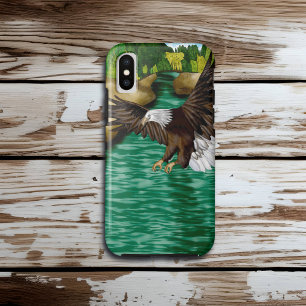 Bald Eagle Flying Over River and Mountains iPhone XS Case