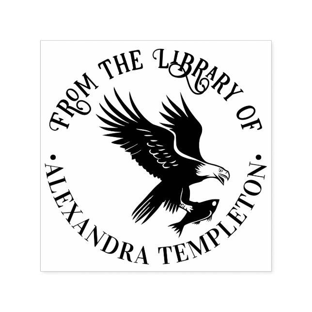 Bald Eagle Flying w/ Fish Silhouette Library Book Self-inking Stamp (Design)