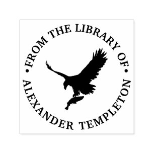 Bald Eagle Flying with Prey Silhouette #2 Library  Self-inking Stamp