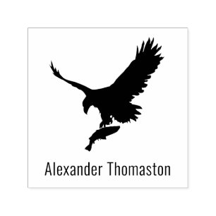 Bald Eagle Flying with Prey Silhouette #2 Name Self-inking Stamp