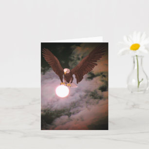 Bald Eagle Full Moon Fantasy Note Card